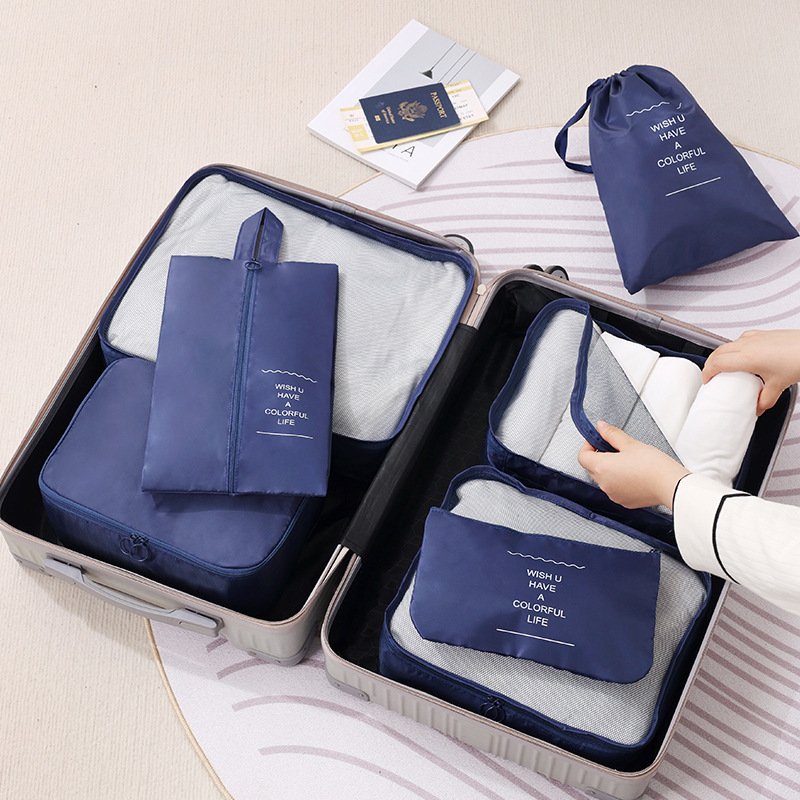 Travel buggy bag clothes pants storage seven piece set women travel shoes folding luggage bag