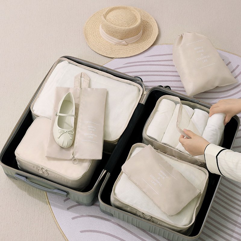 Travel buggy bag clothes pants storage seven piece set women travel shoes folding luggage bag