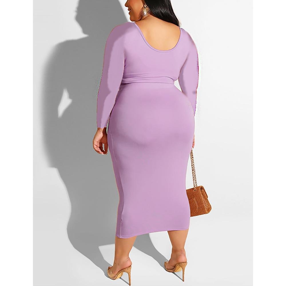 Woman skinny long sleeve tops and midi skirts plus size sets