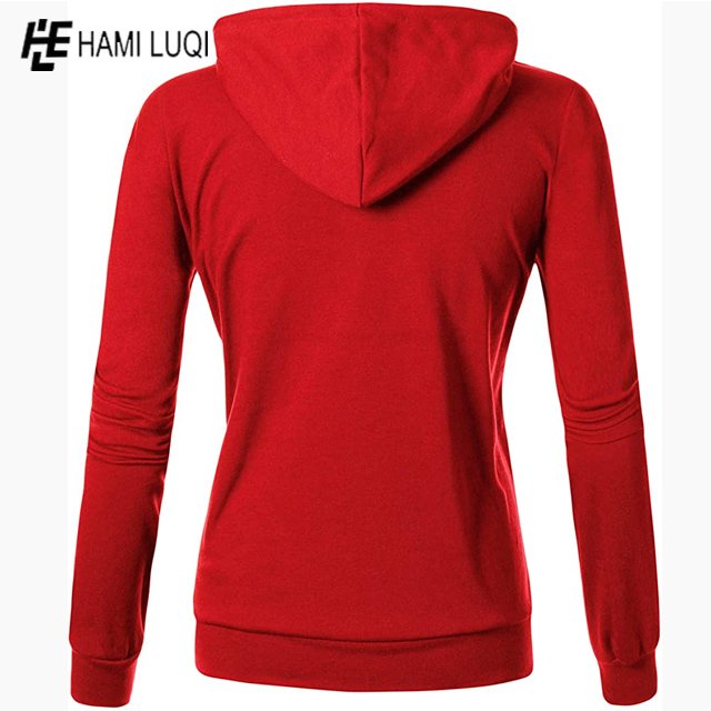 Wholesale plain colors High Quality 100% Polyester Fleece Hoodie Custom Long Sleeve zipper Women Hoodies sweater