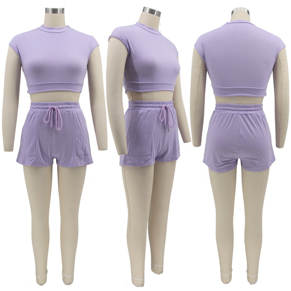 Summer outfits women's Sets Casual Sweat Suit Sleeveless Crop Top 2 Two Piece Women Shorts Set