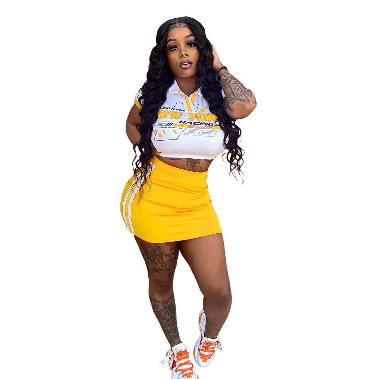 Fashion Summer 2 Piece Women Skirt Set Print Crop Top Two Piece Shorts Set Tshirt Skirt And Top Sets for Women