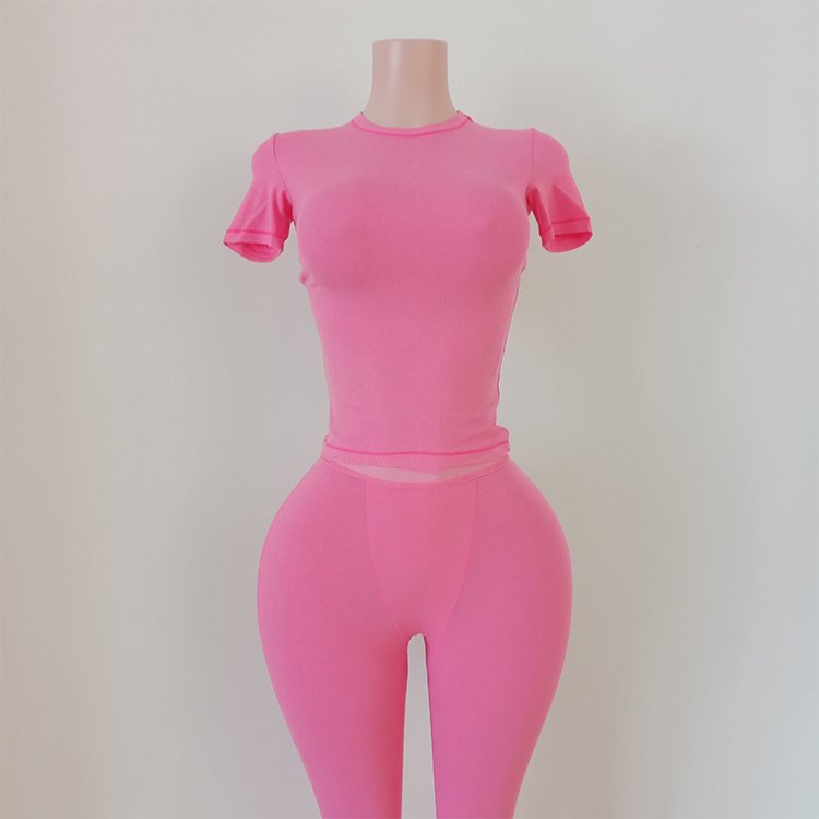Fall 2024 Women Clothes Custom Logo Color Skinny Ribbed Shirt and Shorts Set Leggings for Women Loungewear Women's Sets