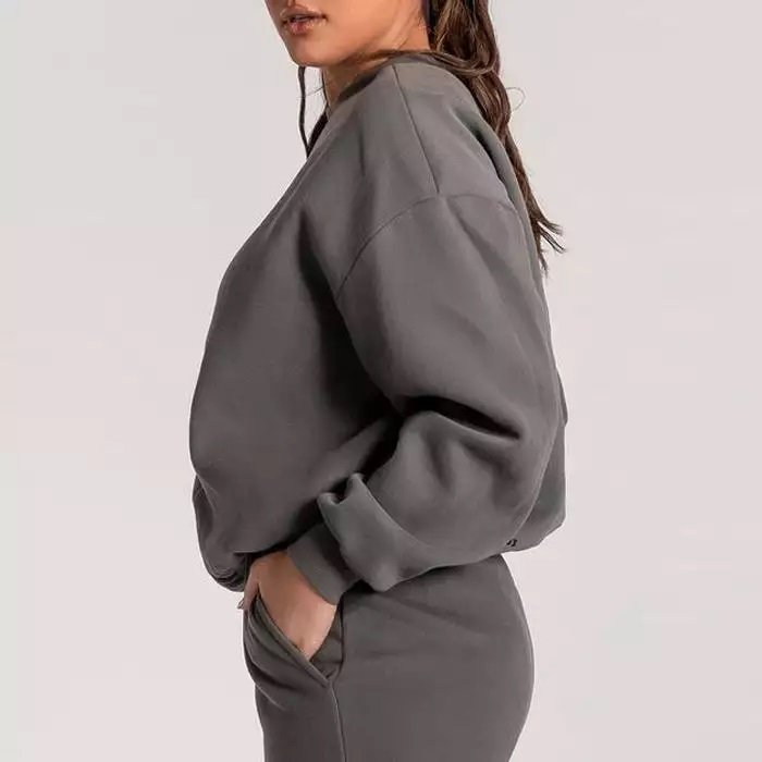 2022 Trending 100% Cotton Clothing Products 360Gsm Cordless Pullover Blank Sweatsuit Set for Girls