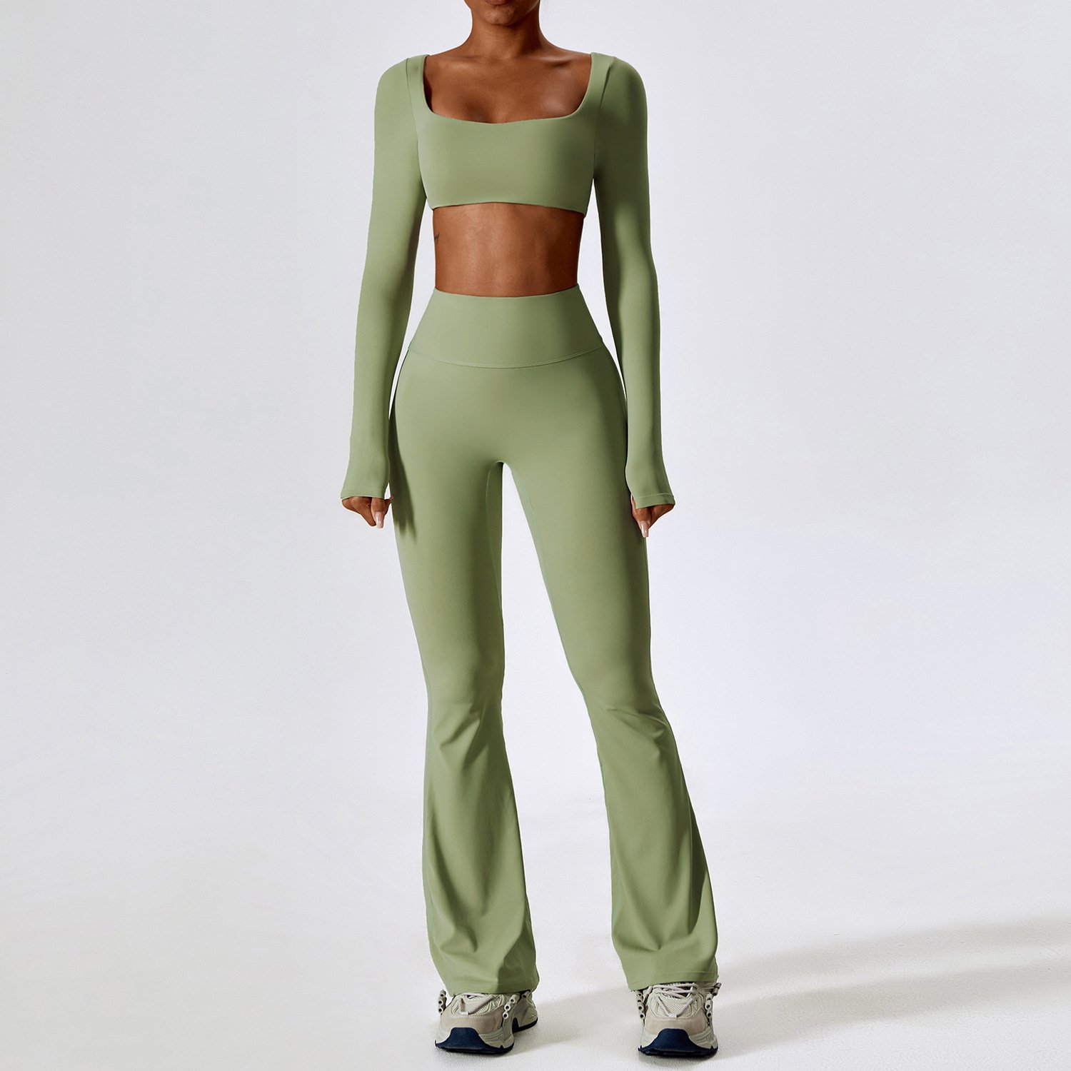 PASUXI Autumn New Women Activewear Seamless Gym Fitness Sportswear Sports Bra Top Leggings Long Sleeve Yoga Sets For Women