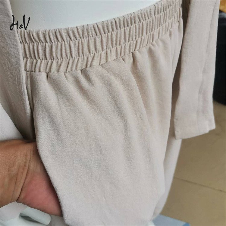 LH Women's Sets Linen Long Sleeve Cardigan Top Wide Leg Pants Suits Casual 2 Piece Set Women Spring 2023 Loungewear Women Sets