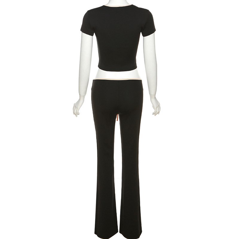OEM Custom Design Summer Tight 2 Piece Tight Pant Set Lounge Wear Fit Women's Set