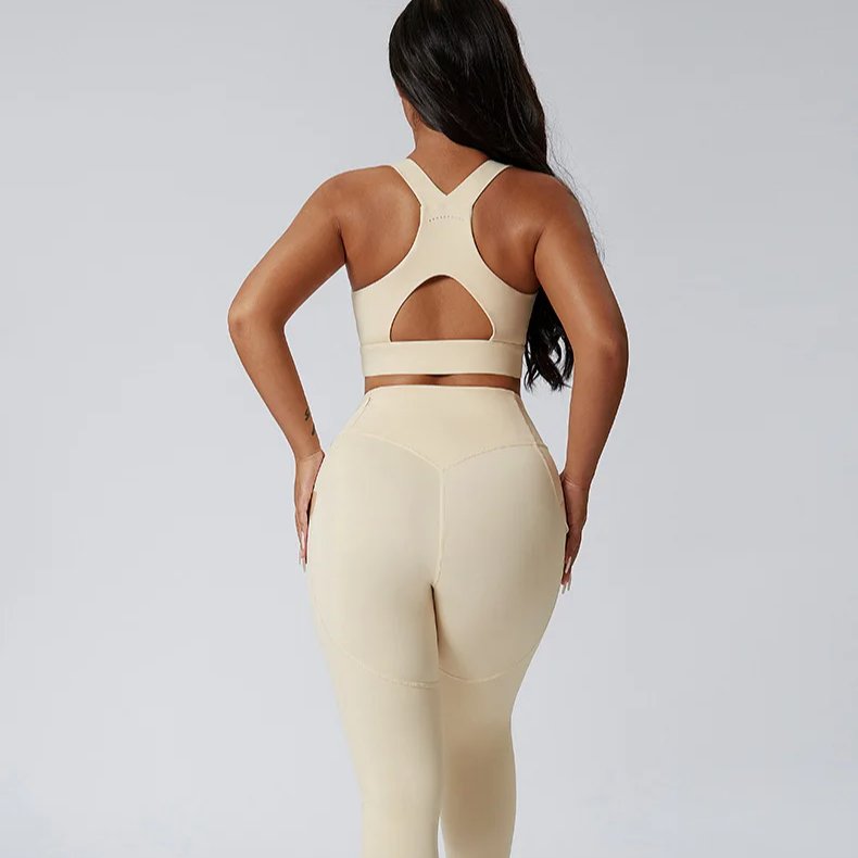 V-shaped outdoor Active Sportswear women's high waist workout plus size yoga set Lightweight Gym Fitness Sets For Adults