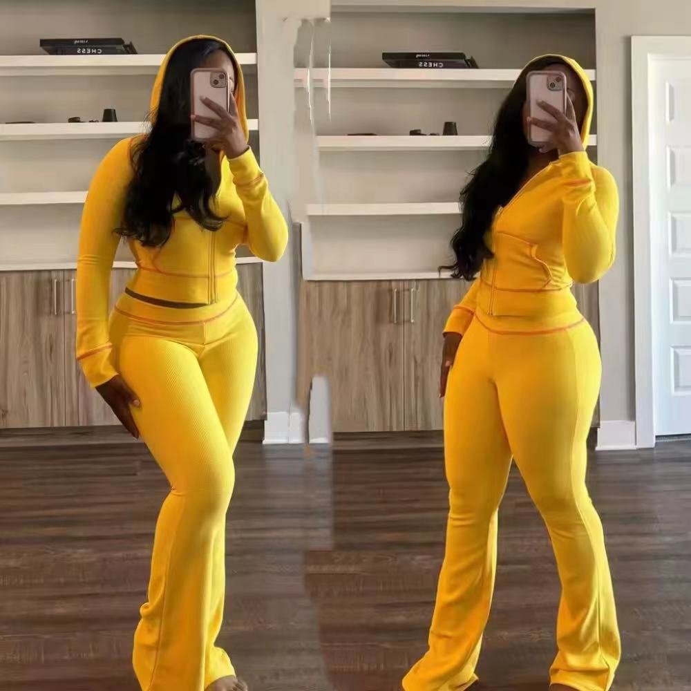 custom wholesale Ladies fall 2024 women clothes waffle knit sweatpants and hoodie 2 two piece set women clothing manufacturers