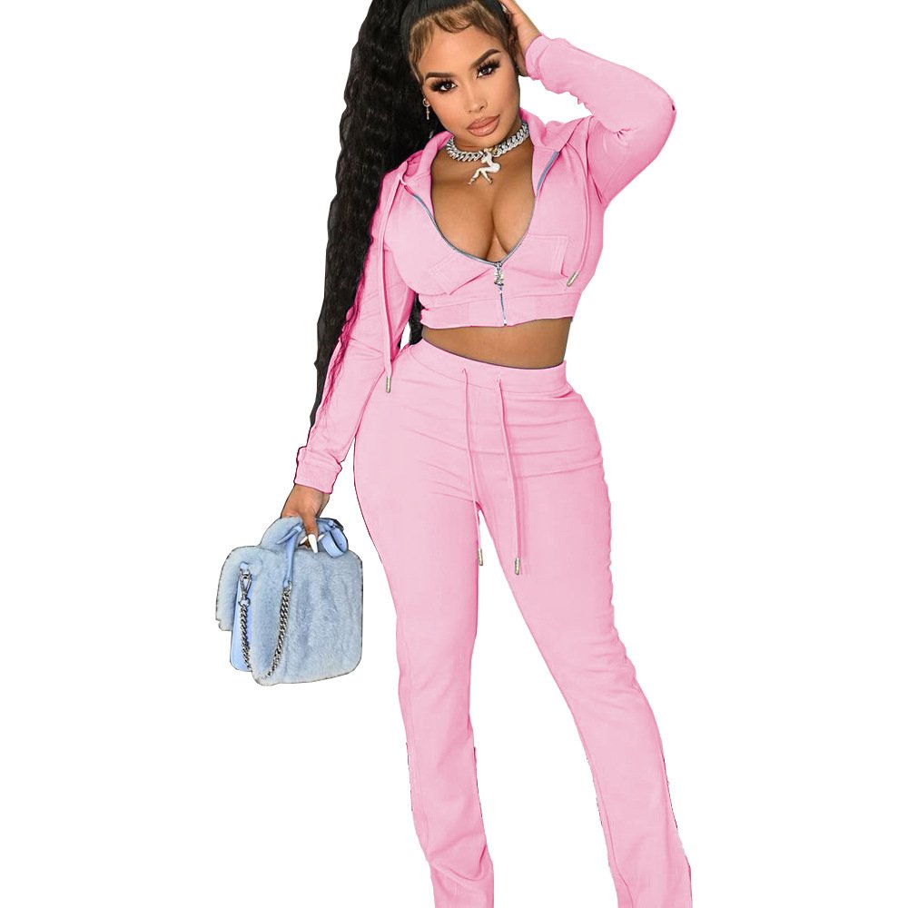 Woman New Jacket Wide Leg Flared Pants Women's Clothing Autumn Tracksuit Embroidery Jogger Set Custom 2 piece Top and Pant Sets
