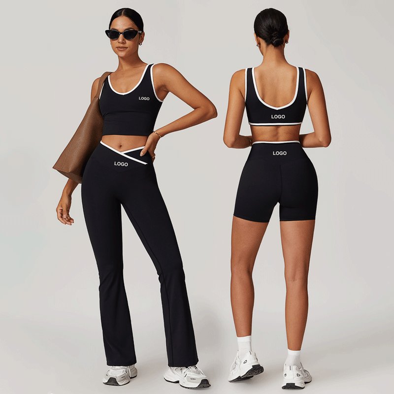 Breathable Lightweight Athletic wear Women's sets High Stretch Super Soft Fitness Flared pants Leggings two piece set for Adults