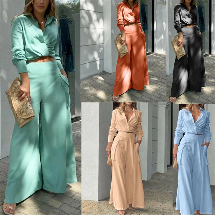 Elegant Long Pants Fashion 2023 Casual Loose Trousers Two Piece Women's Clothing Sets
