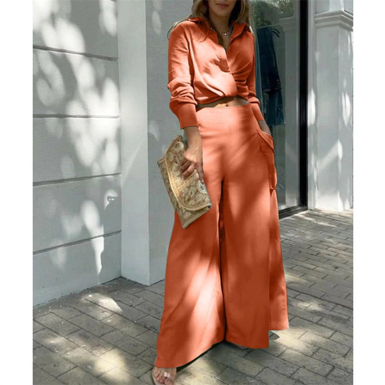 Elegant Long Pants Fashion 2023 Casual Loose Trousers Two Piece Women's Clothing Sets