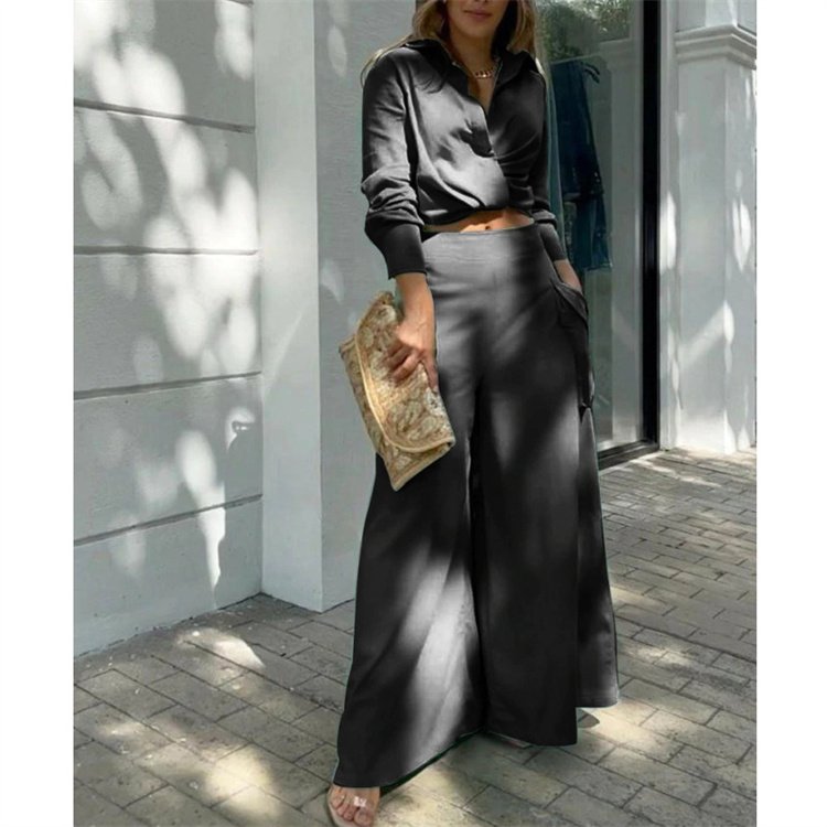 Elegant Long Pants Fashion 2023 Casual Loose Trousers Two Piece Women's Clothing Sets