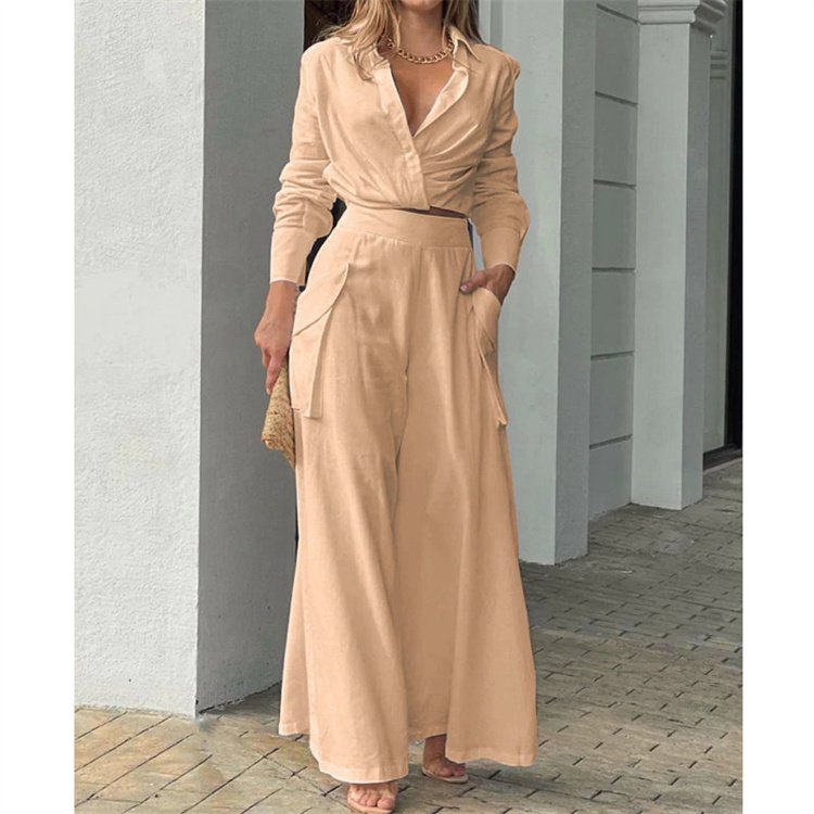 Elegant Long Pants Fashion 2023 Casual Loose Trousers Two Piece Women's Clothing Sets