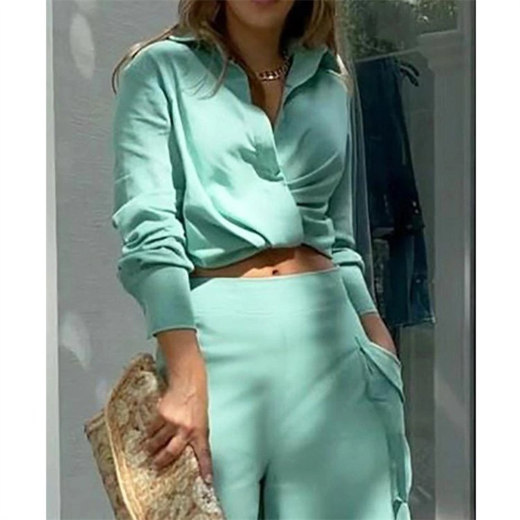 Elegant Long Pants Fashion 2023 Casual Loose Trousers Two Piece Women's Clothing Sets