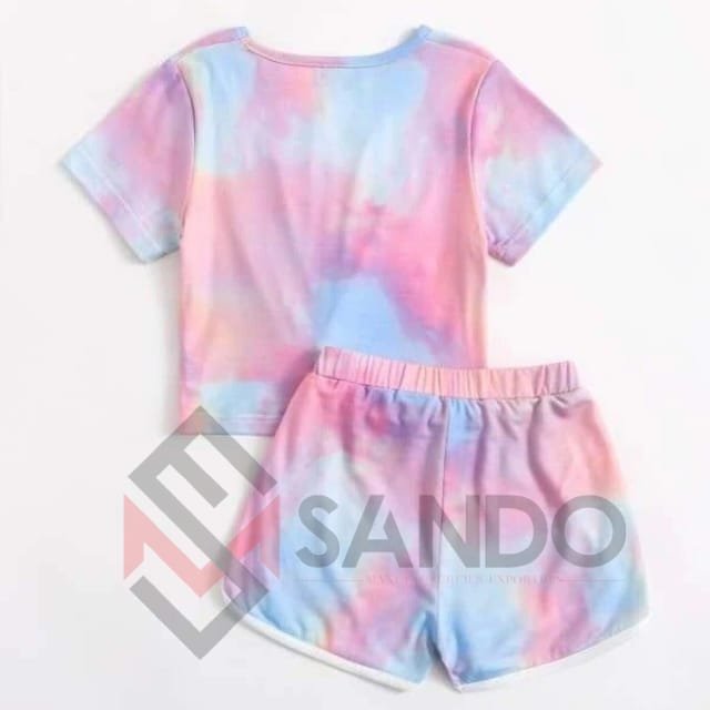 Custom logo low price tie dye women's shorts set %100 cotton plus size women clothing summer clothes women's sets 2 piece