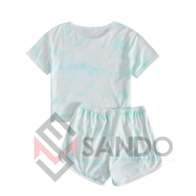 Custom logo low price tie dye women's shorts set %100 cotton plus size women clothing summer clothes women's sets 2 piece