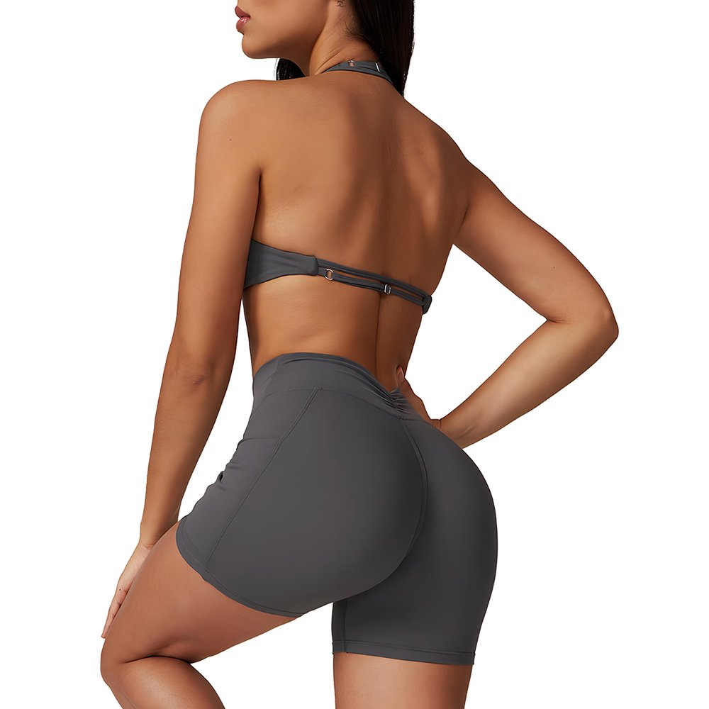 Wholesale 2024 Women's Yoga Set Breathable Quick Dry Sports Bra Leggings Lightweight Workout Gym Clothing Fitness Shorts Solid