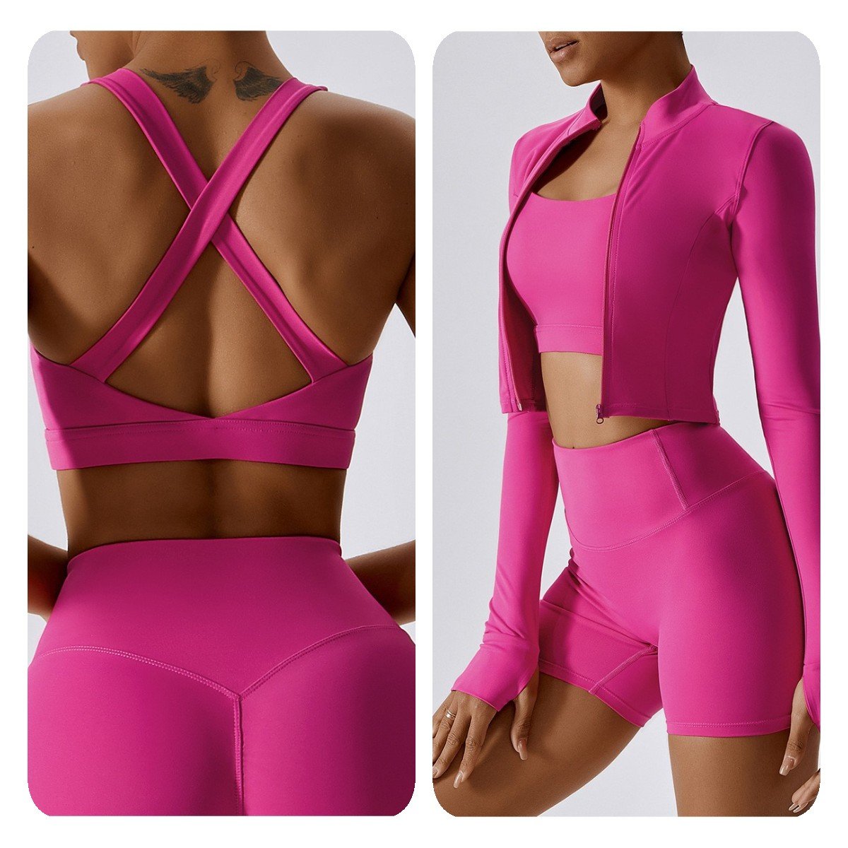 Custom logo Soft Skin Friendly Wholesale Workout High Impact Women 4 Piece Yoga Set Women's Sports Fitness Yoga Sets