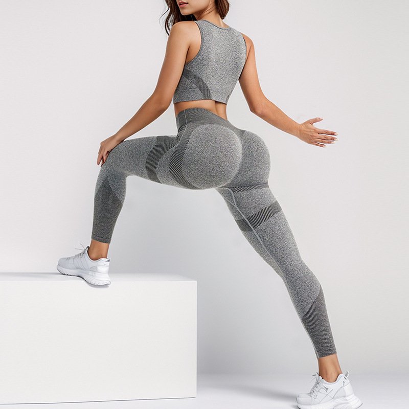 Wholesale High Waist Butt Lifting Leggings Nylon Printing Women's Sportswear Gym Pants Seamless Push Up Yoga Sets