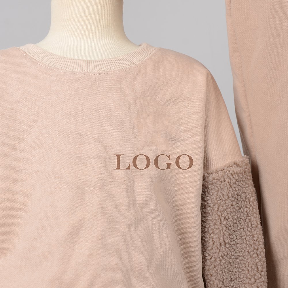 winter custom logo family matching mommy and me long sleeve thick fleece patchwork women's sets with patchwork