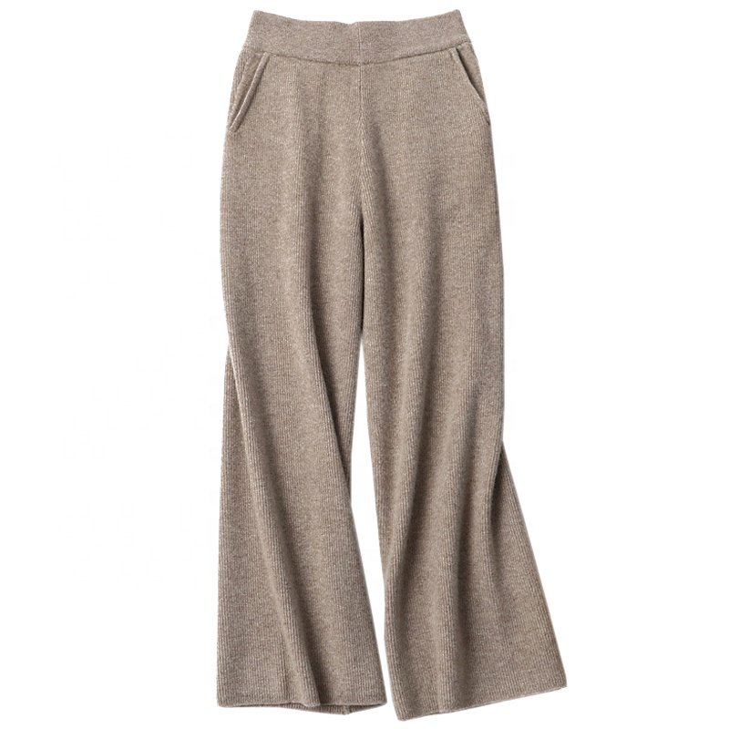 Factory New Design Plain Knitted Wool Cashmere Autumn Pant cashmere women sweaters and pants