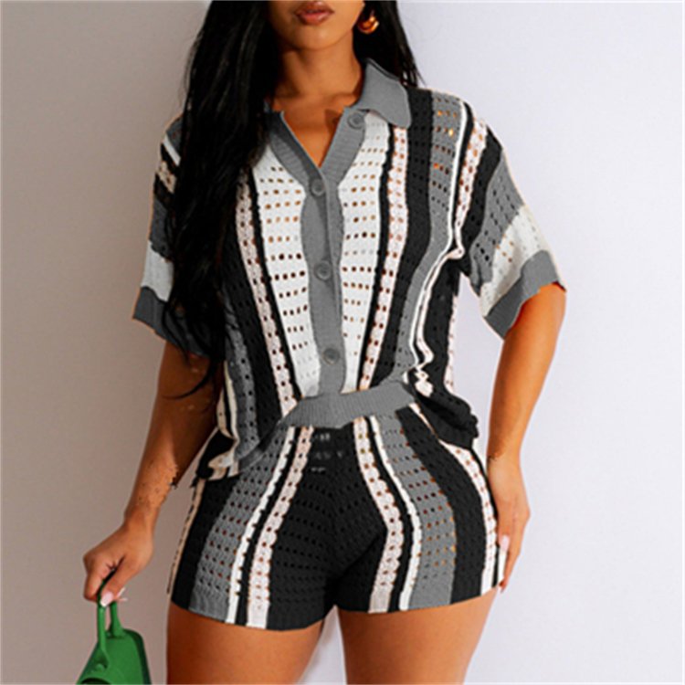 Spring 2024 womens clothing Top and shorts Casual two-piece women's sets