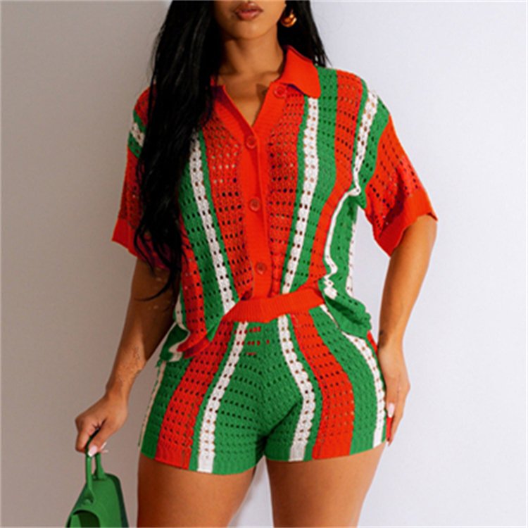 Spring 2024 womens clothing Top and shorts Casual two-piece women's sets