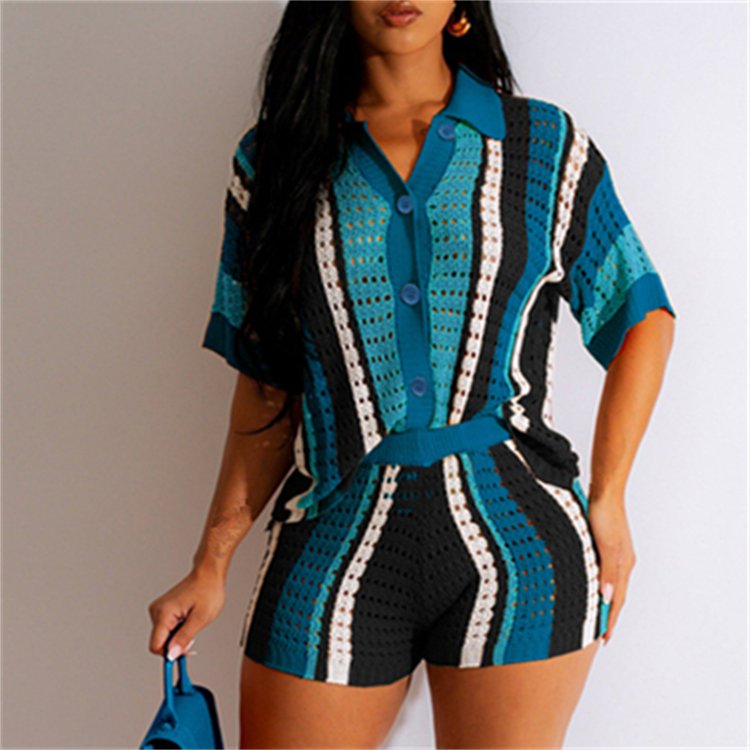 Spring 2024 womens clothing Top and shorts Casual two-piece women's sets