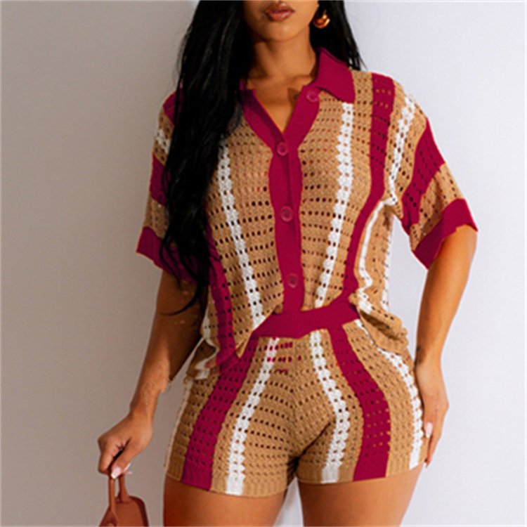 Spring 2024 womens clothing Top and shorts Casual two-piece women's sets