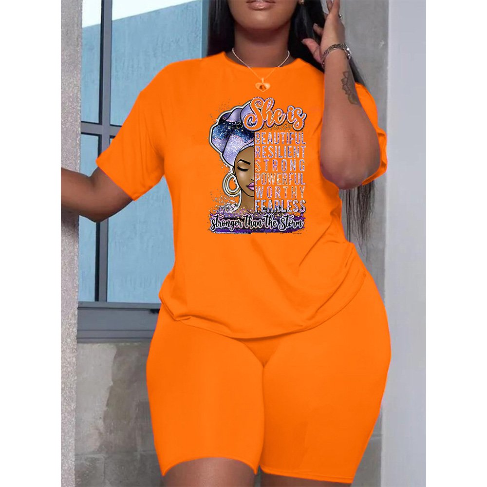 Summer woman 2 piece short set outfits wholesale soft plus size women's t-shirts and plus size short sets 2024