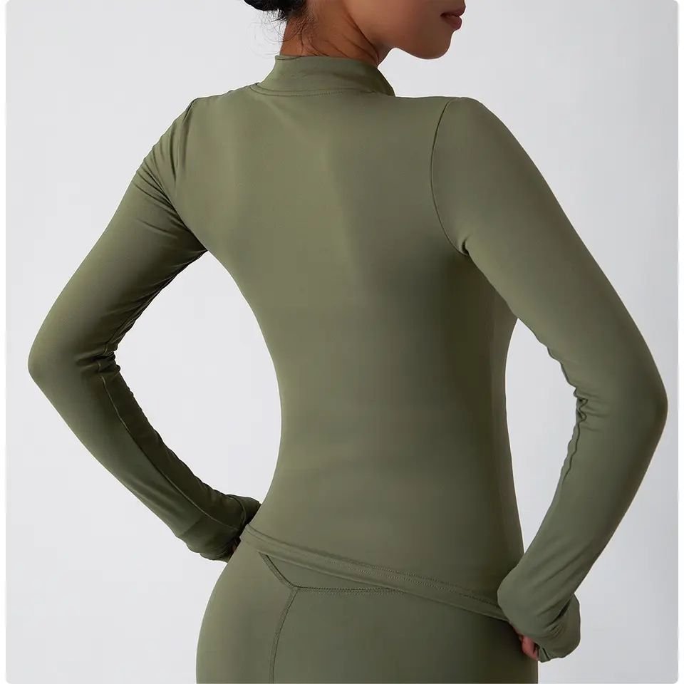 Oem Odm Nude Feeling Women Slim Fit Full Zip Up Yoga Gym Fitness Long Sleeve Yoga Suit For Woman Gym Wear Workout Zipper Jacket