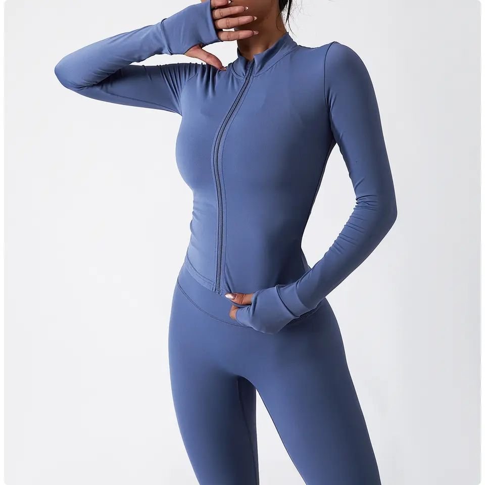 Oem Odm Nude Feeling Women Slim Fit Full Zip Up Yoga Gym Fitness Long Sleeve Yoga Suit For Woman Gym Wear Workout Zipper Jacket