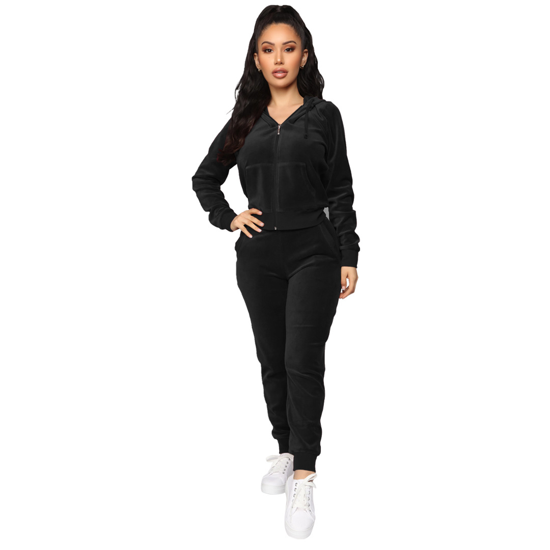 Velvet Tracksuit For Women Custom Logo Velour Sweat Suit Women Plain Tracksuit jogging Suit Velvet Set