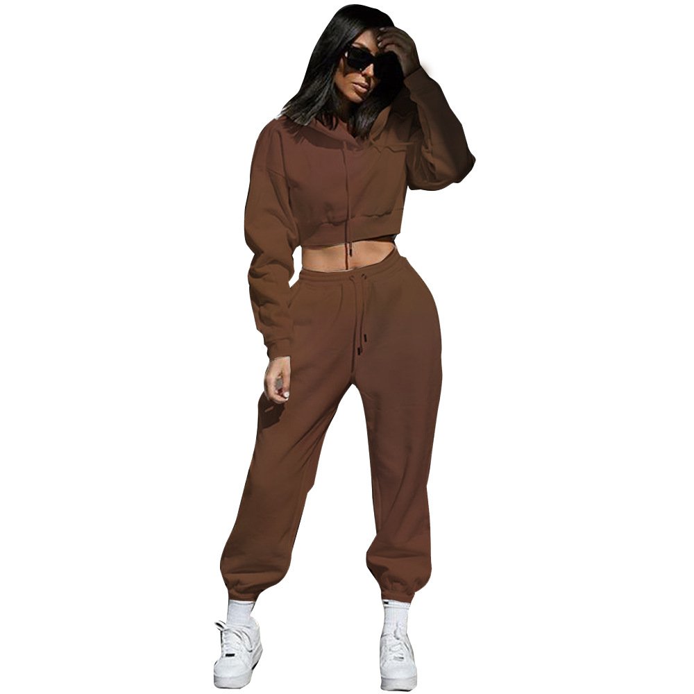 Velvet Padded Hooded Sweatshirt Suit Women S Short Top Plus Size Long Sleeve Sports Casual Pants Two Piece Set