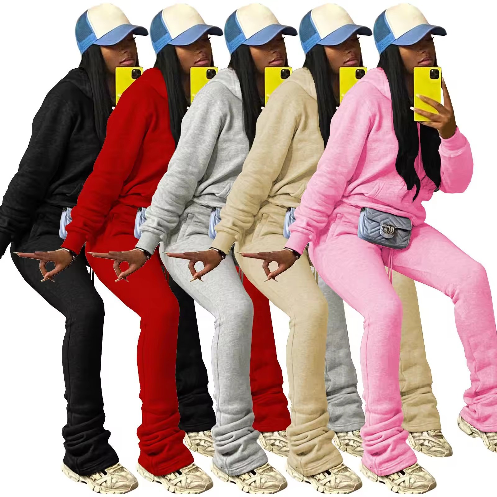 Spring and Autumn Sportswear Cotton 2-piece Women's Sportswear Two-piece Pant Suit Women's Jogging Layered Sweatshirt Suit