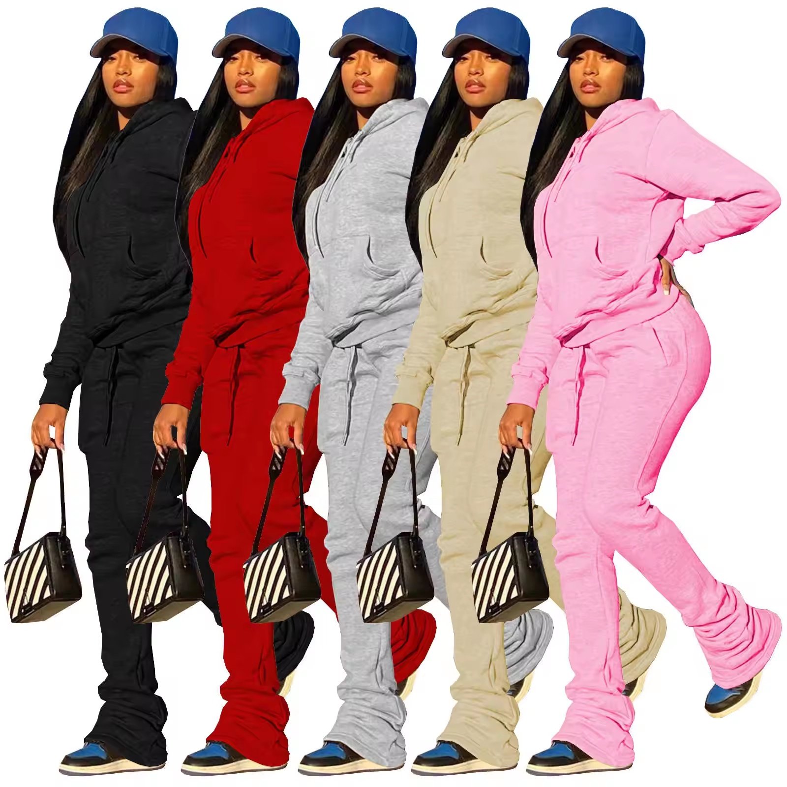 Spring and Autumn Sportswear Cotton 2-piece Women's Sportswear Two-piece Pant Suit Women's Jogging Layered Sweatshirt Suit