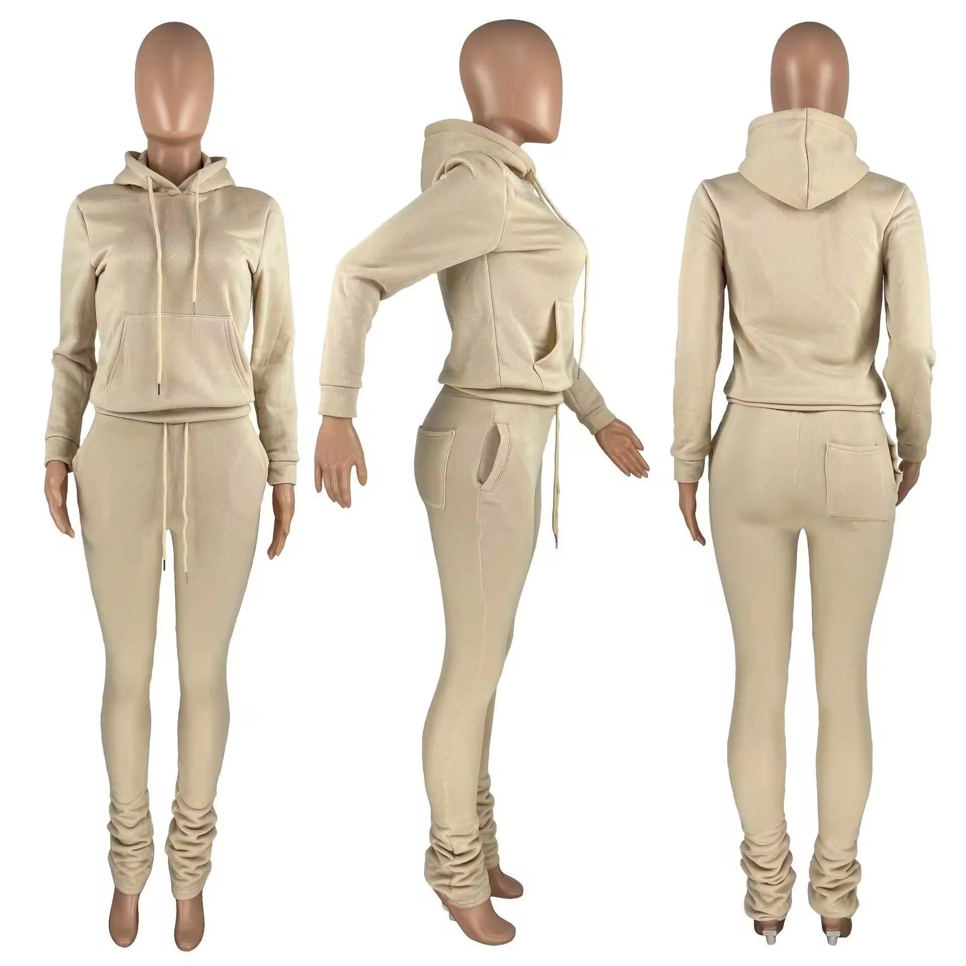 Spring and Autumn Sportswear Cotton 2-piece Women's Sportswear Two-piece Pant Suit Women's Jogging Layered Sweatshirt Suit