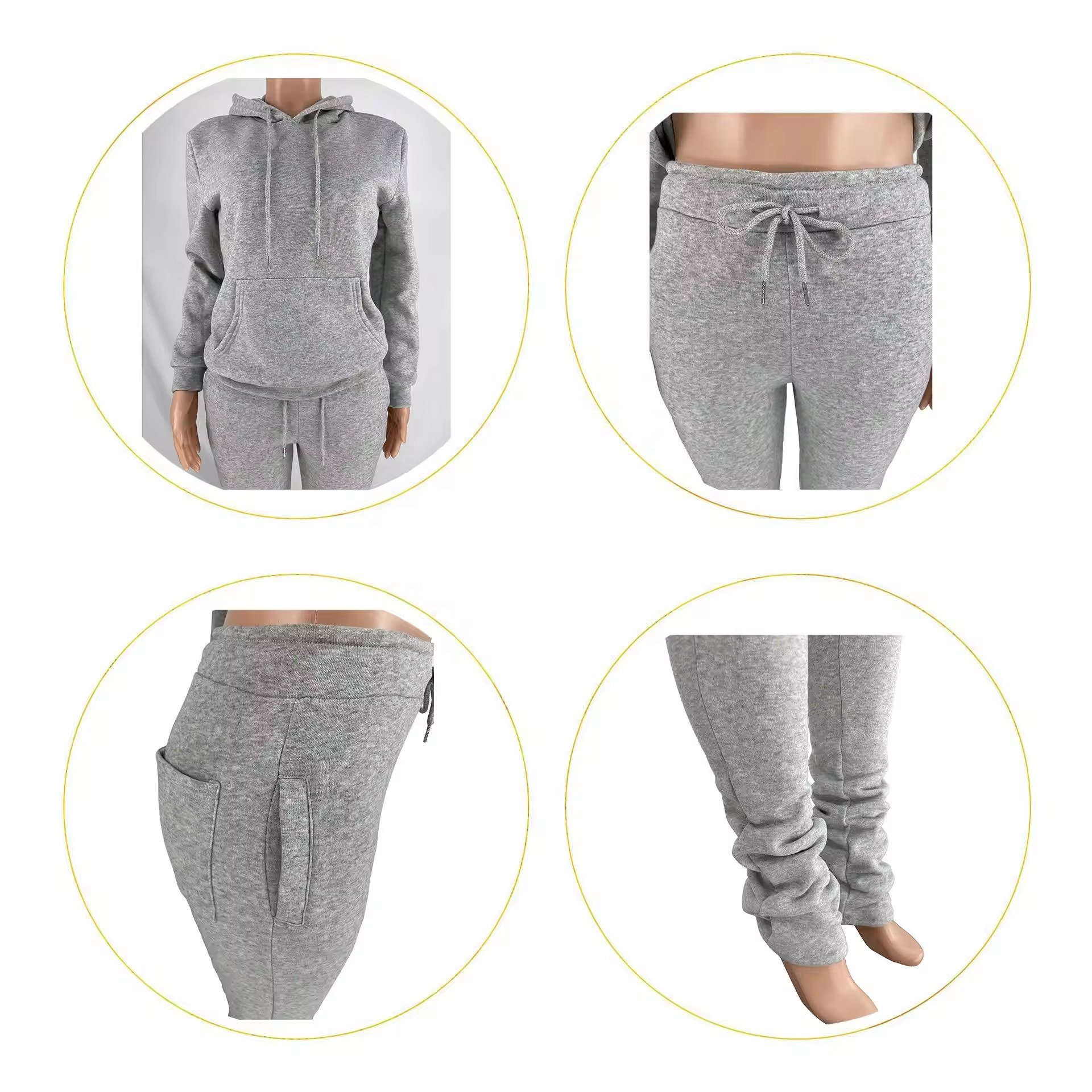 Spring and Autumn Sportswear Cotton 2-piece Women's Sportswear Two-piece Pant Suit Women's Jogging Layered Sweatshirt Suit