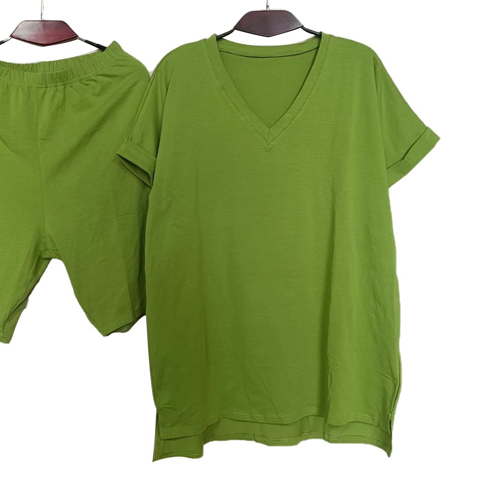 Womens V Neck T Shirts Women's Suit Home Furnishing Summer Ladies Leisure 2-piece Suit Short Sleeve Summer Clothes for Women