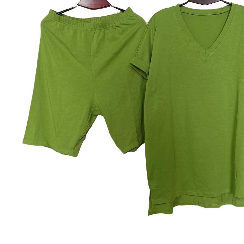 Womens V Neck T Shirts Women's Suit Home Furnishing Summer Ladies Leisure 2-piece Suit Short Sleeve Summer Clothes for Women