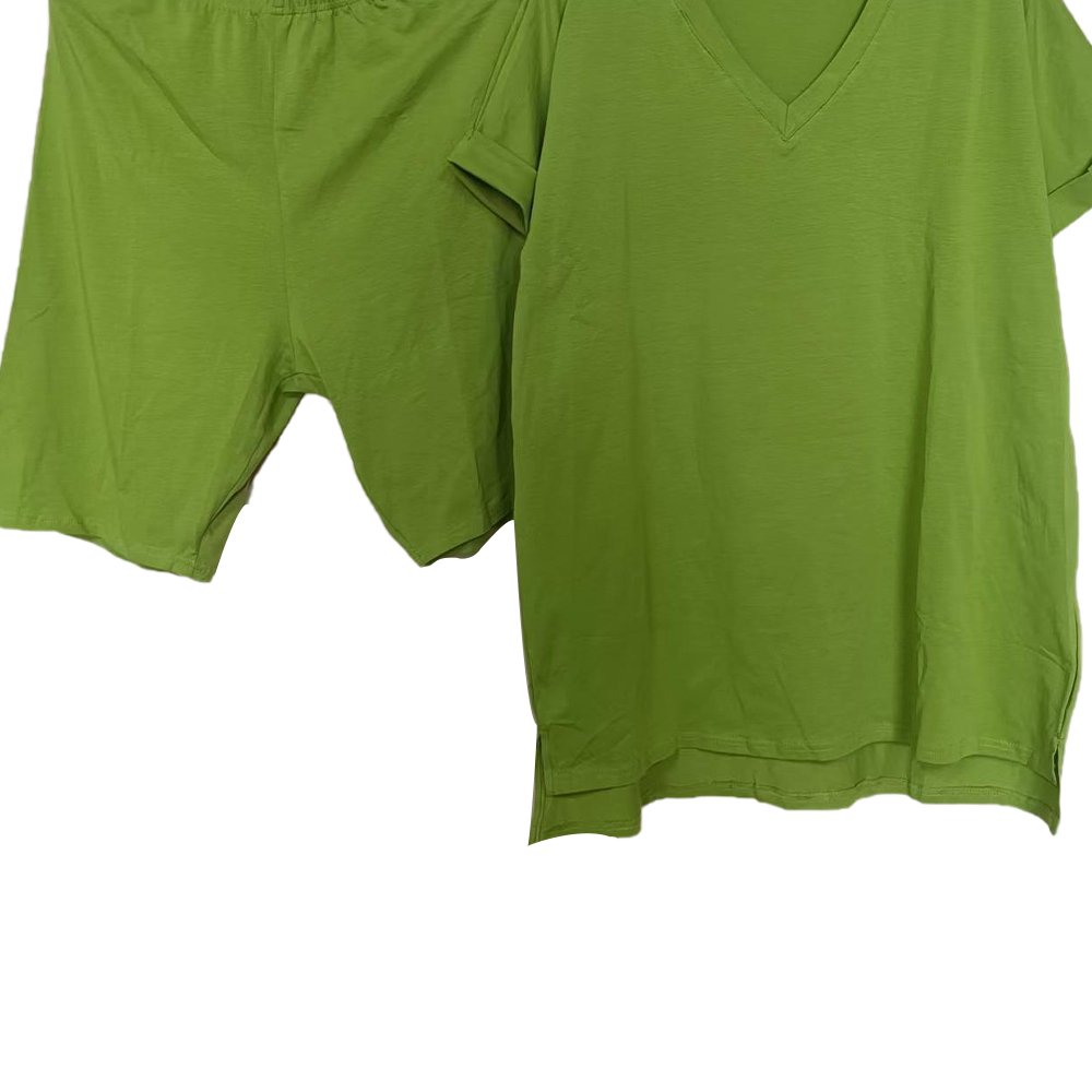 Womens V Neck T Shirts Women's Suit Home Furnishing Summer Ladies Leisure 2-piece Suit Short Sleeve Summer Clothes for Women