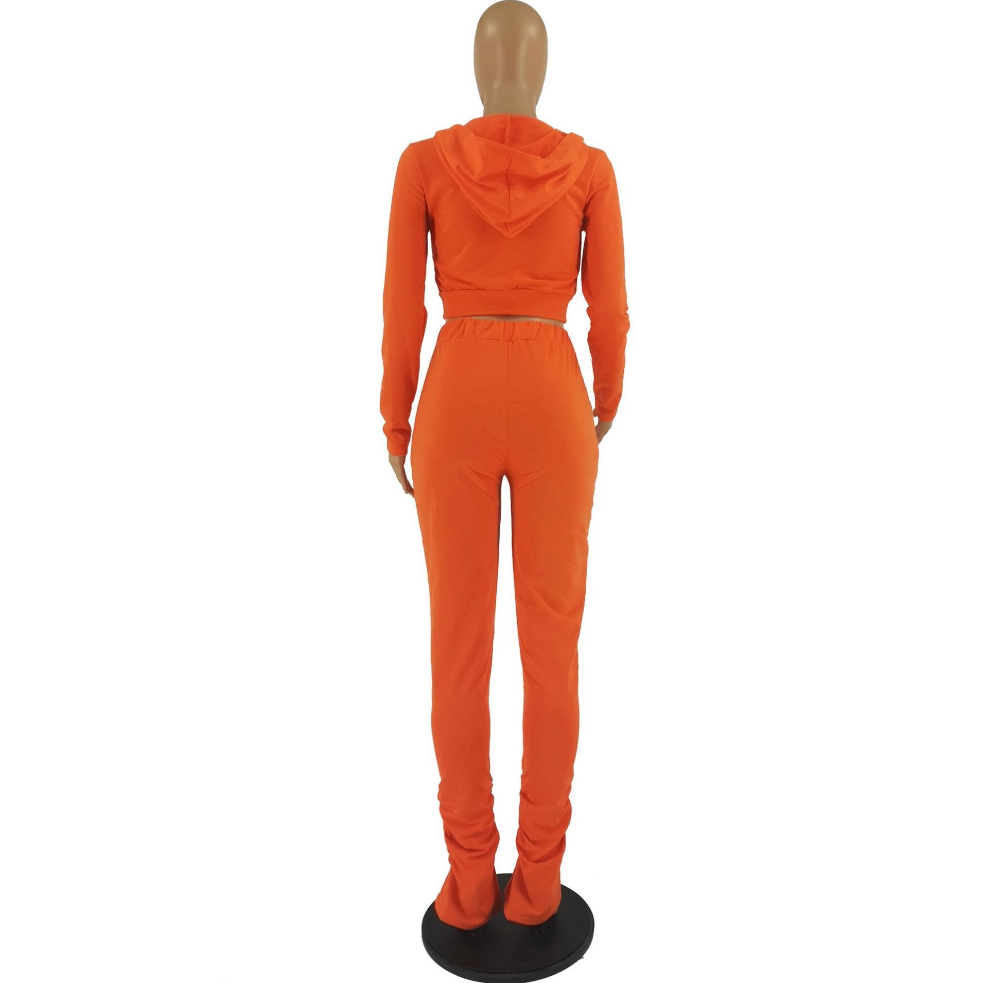 Woman Jog Suit Set Two Piece Pants Set Jogging Clothing Crop Top Stacked Sweatpants Woman Sweat Suit Set Women