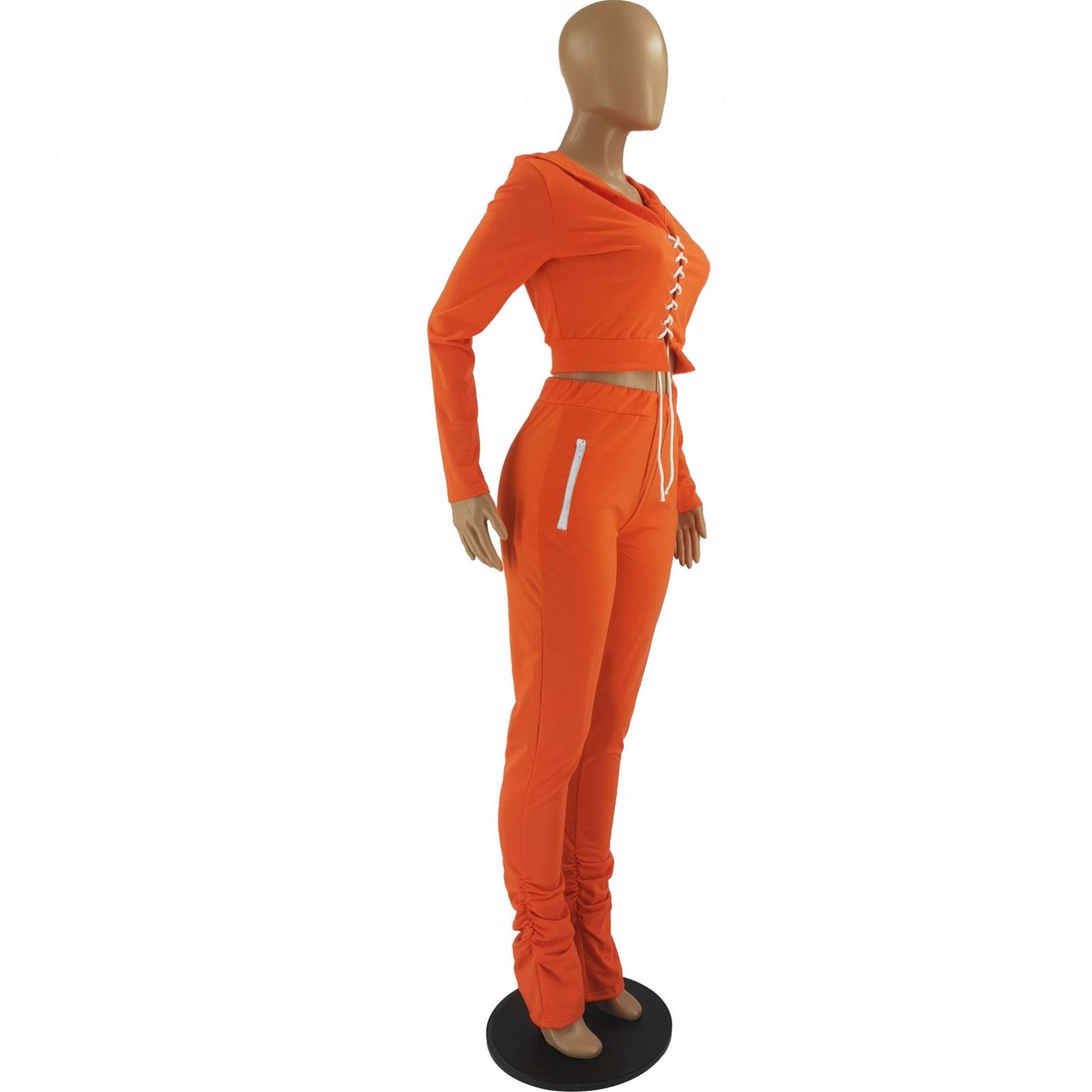 Woman Jog Suit Set Two Piece Pants Set Jogging Clothing Crop Top Stacked Sweatpants Woman Sweat Suit Set Women