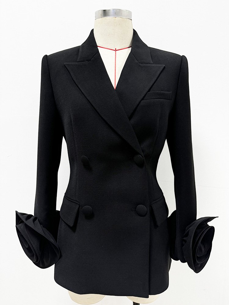 Top Quality Celebrity Black Fashion Blazers&Pants 2 Piece Set Women's Suits