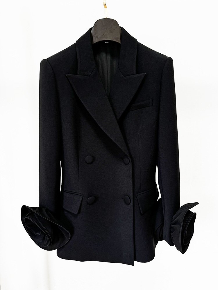 Top Quality Celebrity Black Fashion Blazers&Pants 2 Piece Set Women's Suits