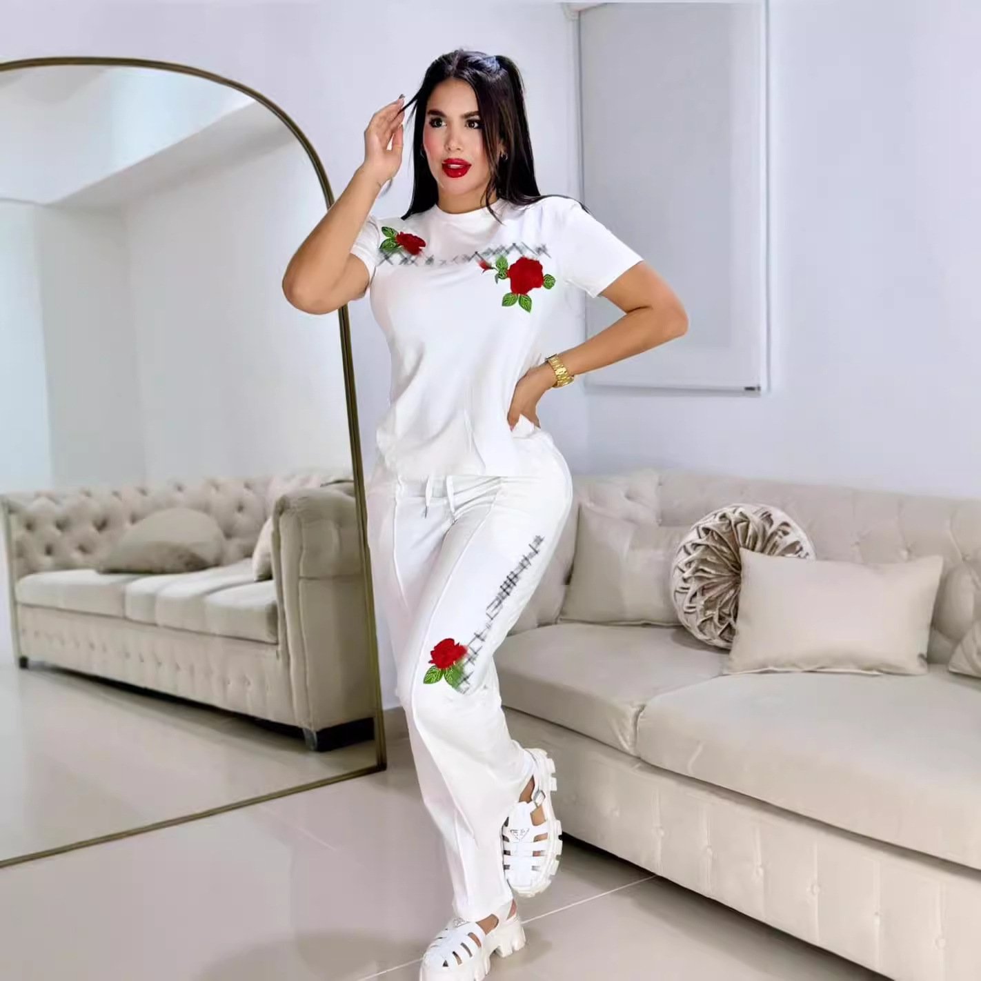 Autumn and Winter New Fashionable Casual Printed Pants Set New arrival women's sets 2 piece women brand clothing