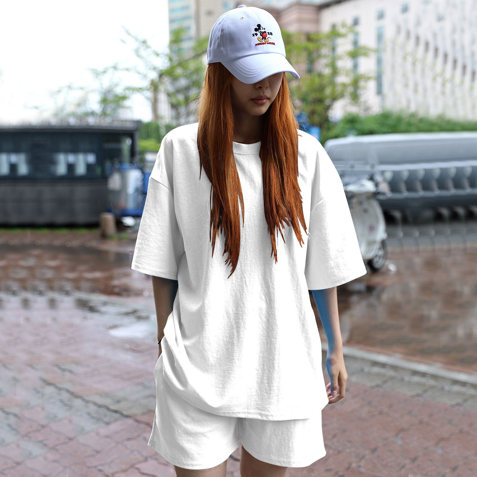 Spring Summer Jogging 2-Pieces Set Women Outfit Short Sleeve Running Sports Cute Print T-Shirts And Shorts Sets For Female