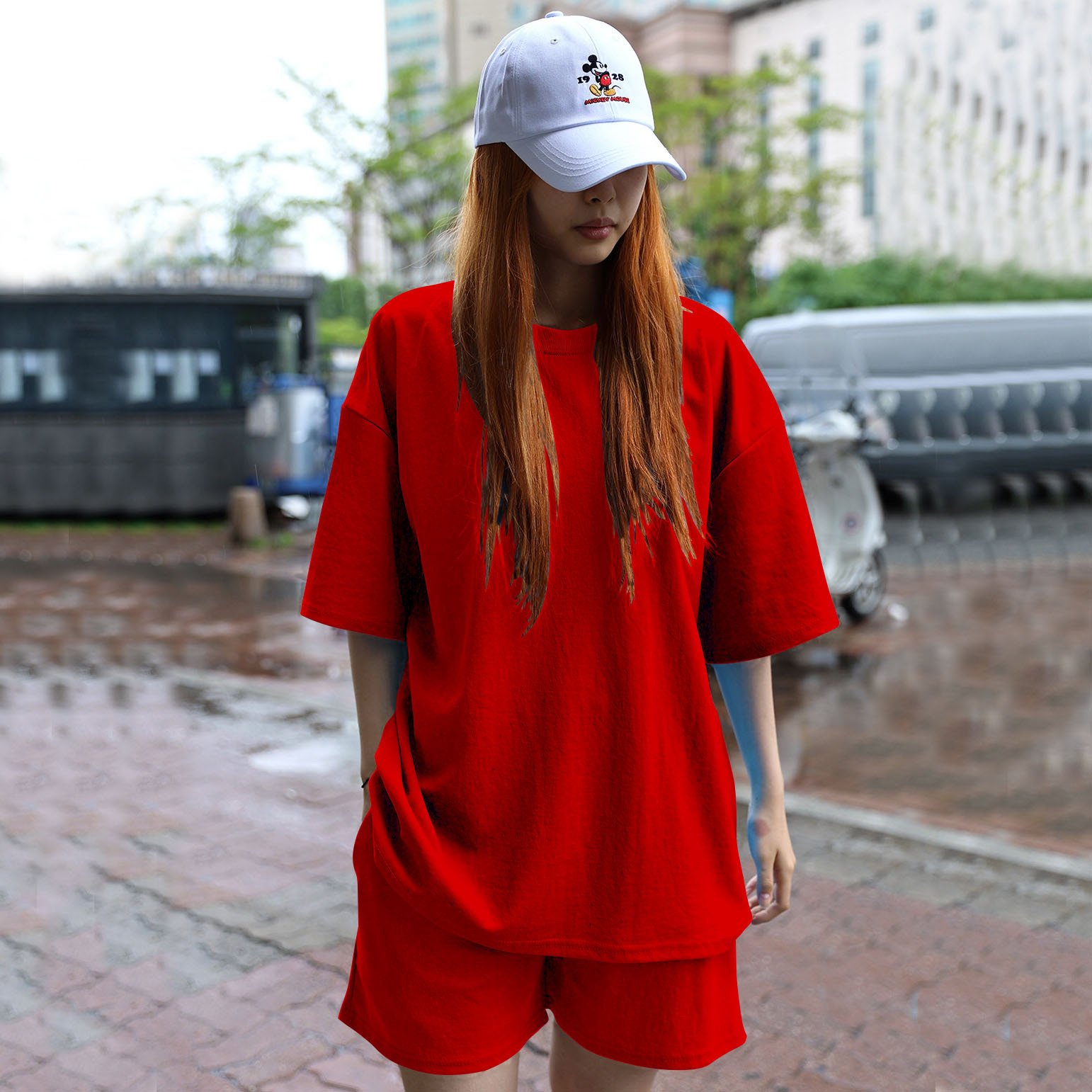 Spring Summer Jogging 2-Pieces Set Women Outfit Short Sleeve Running Sports Cute Print T-Shirts And Shorts Sets For Female